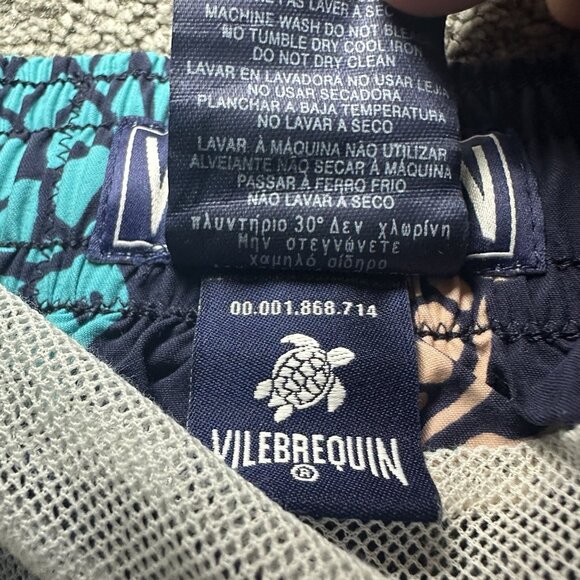 Vilebrequin Swim Trunks Shorts Mens Large Blue Multicolour Turtle Print Beach - Picture 8 of 13